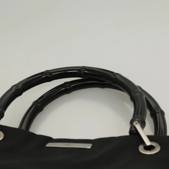 GUCCI Bamboo Hand Bag Nylon Black Silver 002 1016 Auth ep9594 - Picture 9 of 16